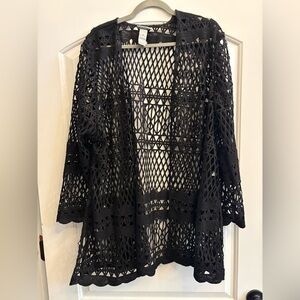Catherines Black Open-Weave Cardigan